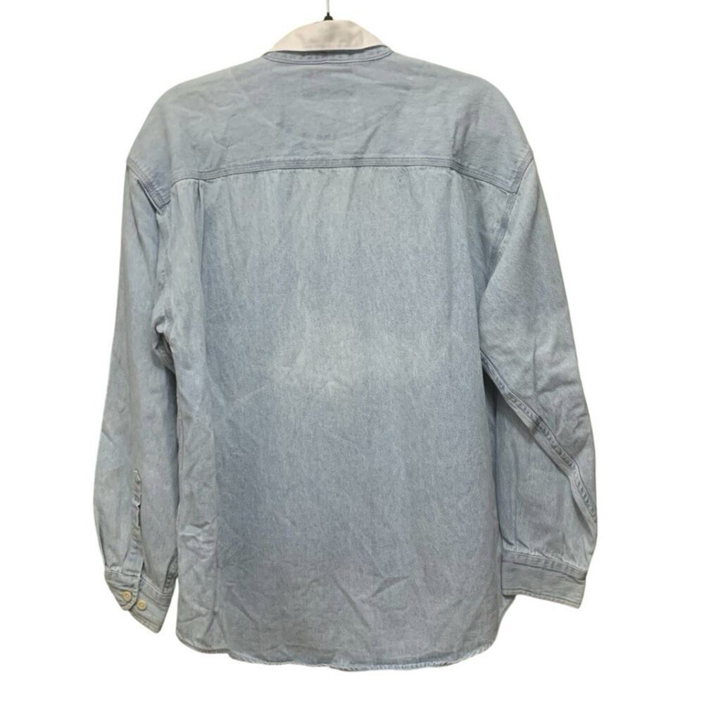 Vtg Upcycled Denim Shirt M 5 Interchangeable Collars Holiday Christmas Halloween - Picture 10 of 14